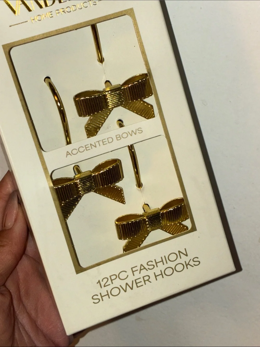 12pc accented gold bow shower hooks